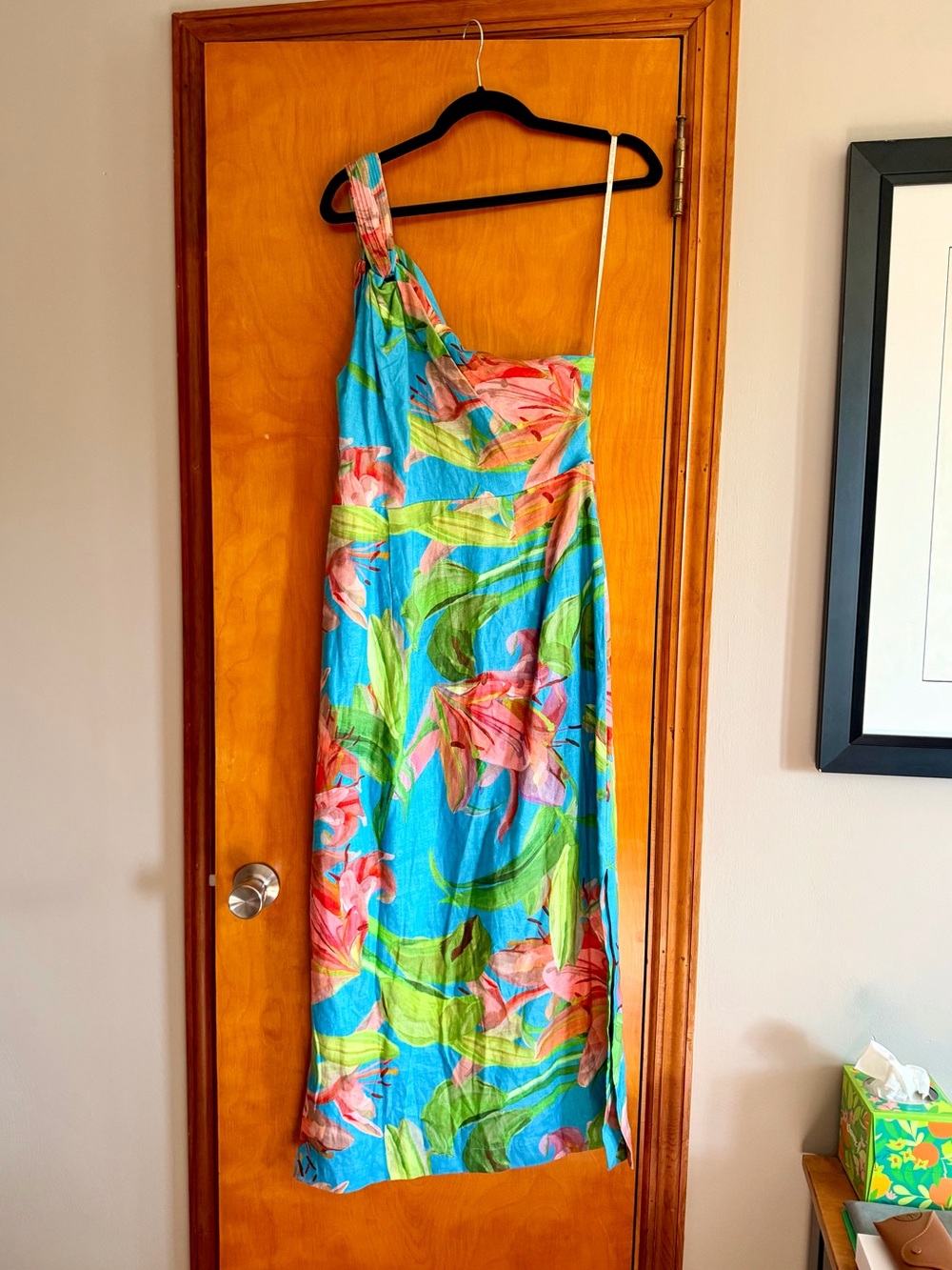 NWT FARM Rio Blue Lily Bloom Midi Dress - Picture 5 of 9